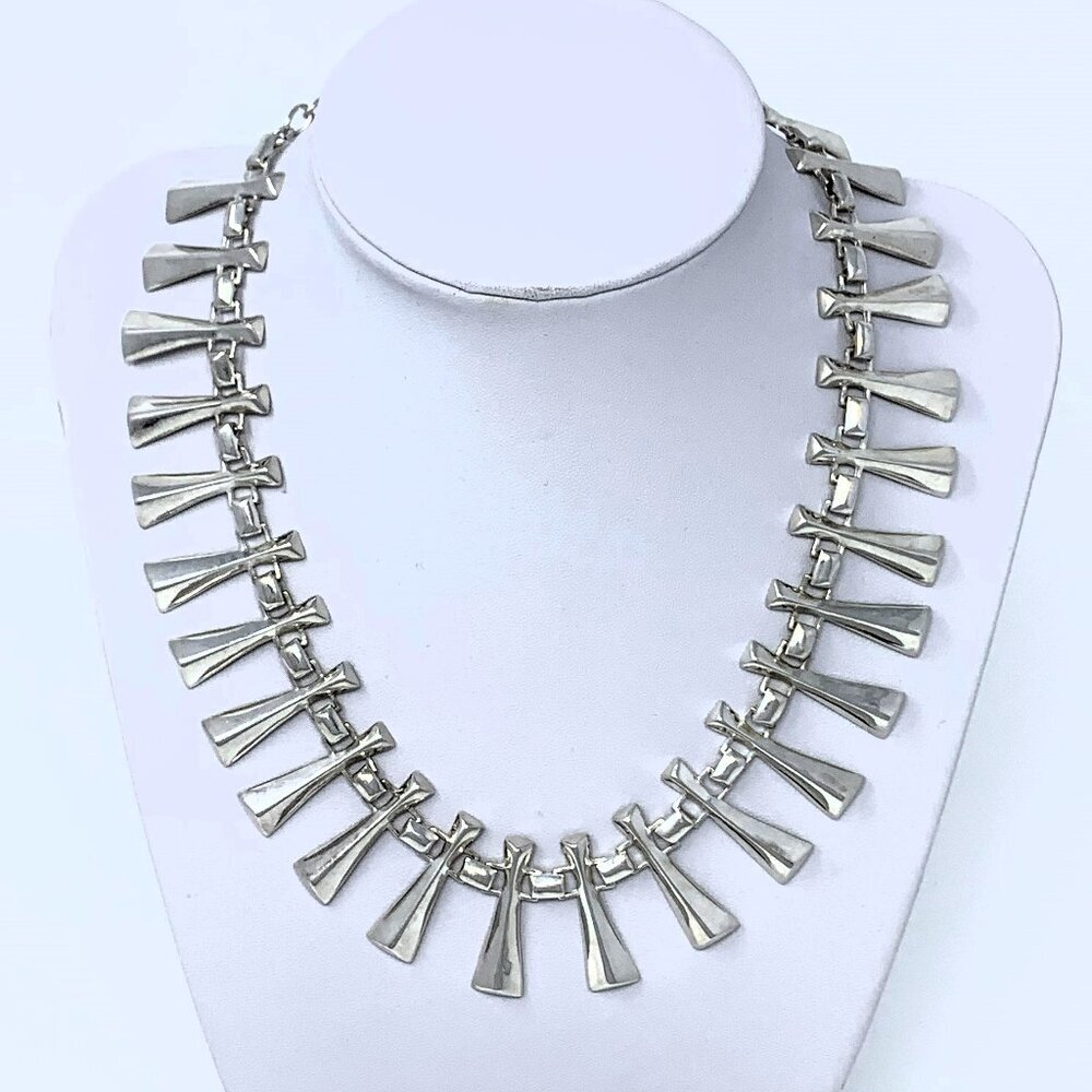 Silver Modernist Designer Necklace Size 13" - 16"
